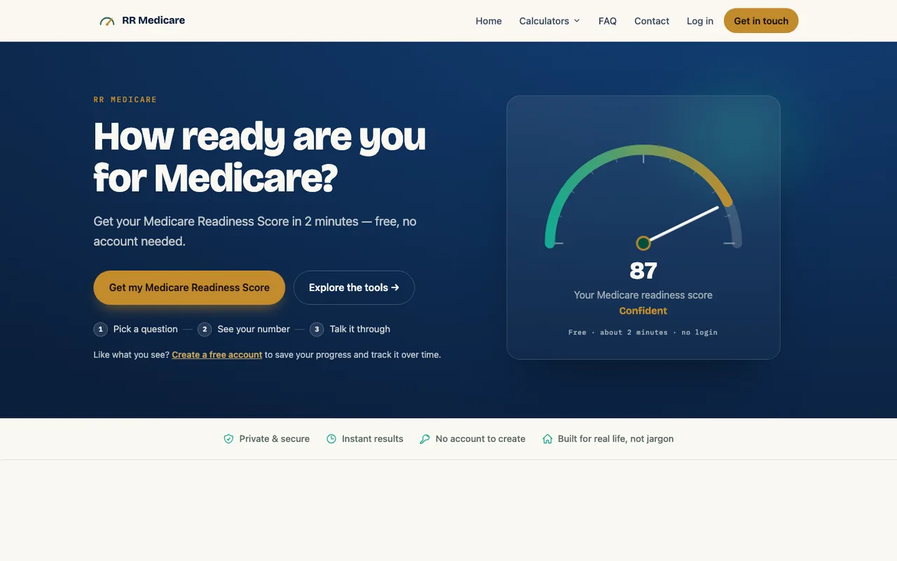 A member's Medicare Confidence Center: the Medicare readiness score on the Center's home page